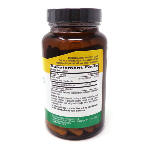 CLV Quercetin + Vitamin D3 Capsules – Dietary Supplement, 90 Count