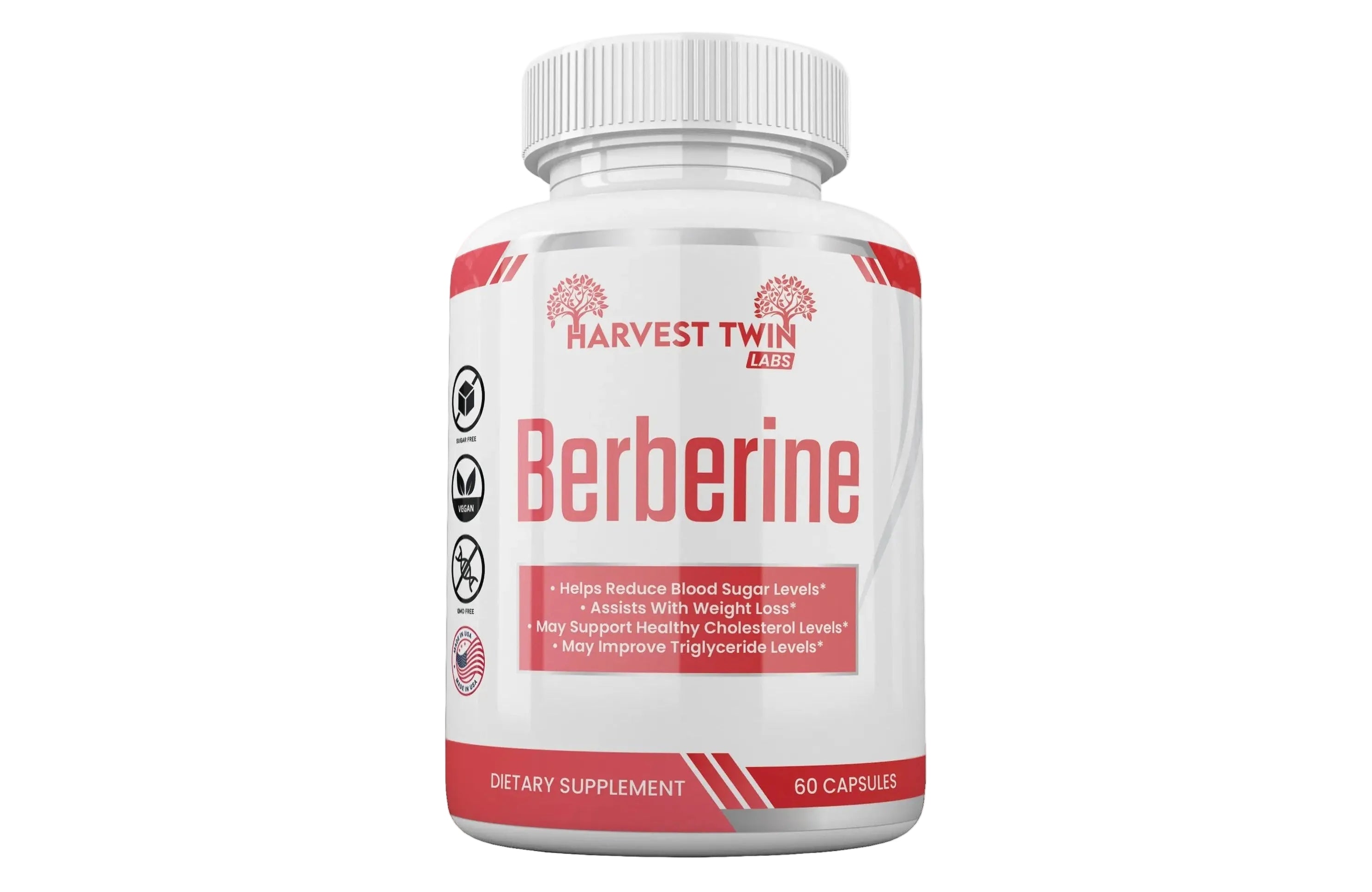 Harvest Twin Labs Berberine 500 mg Capsules – Dietary Supplement, 60 Count