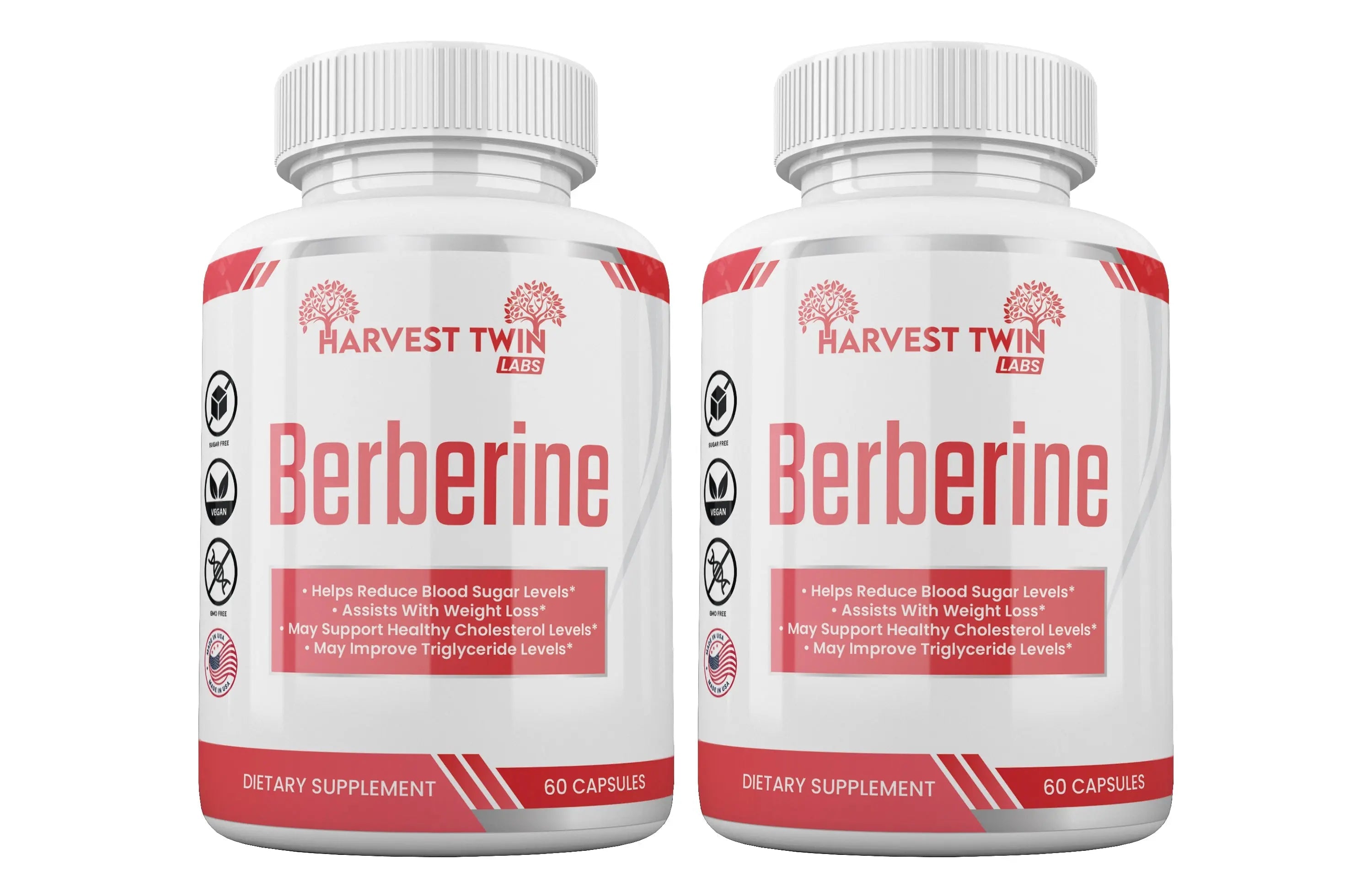 Harvest Twin Labs Berberine 500 mg Capsules – Dietary Supplement, 60 Count