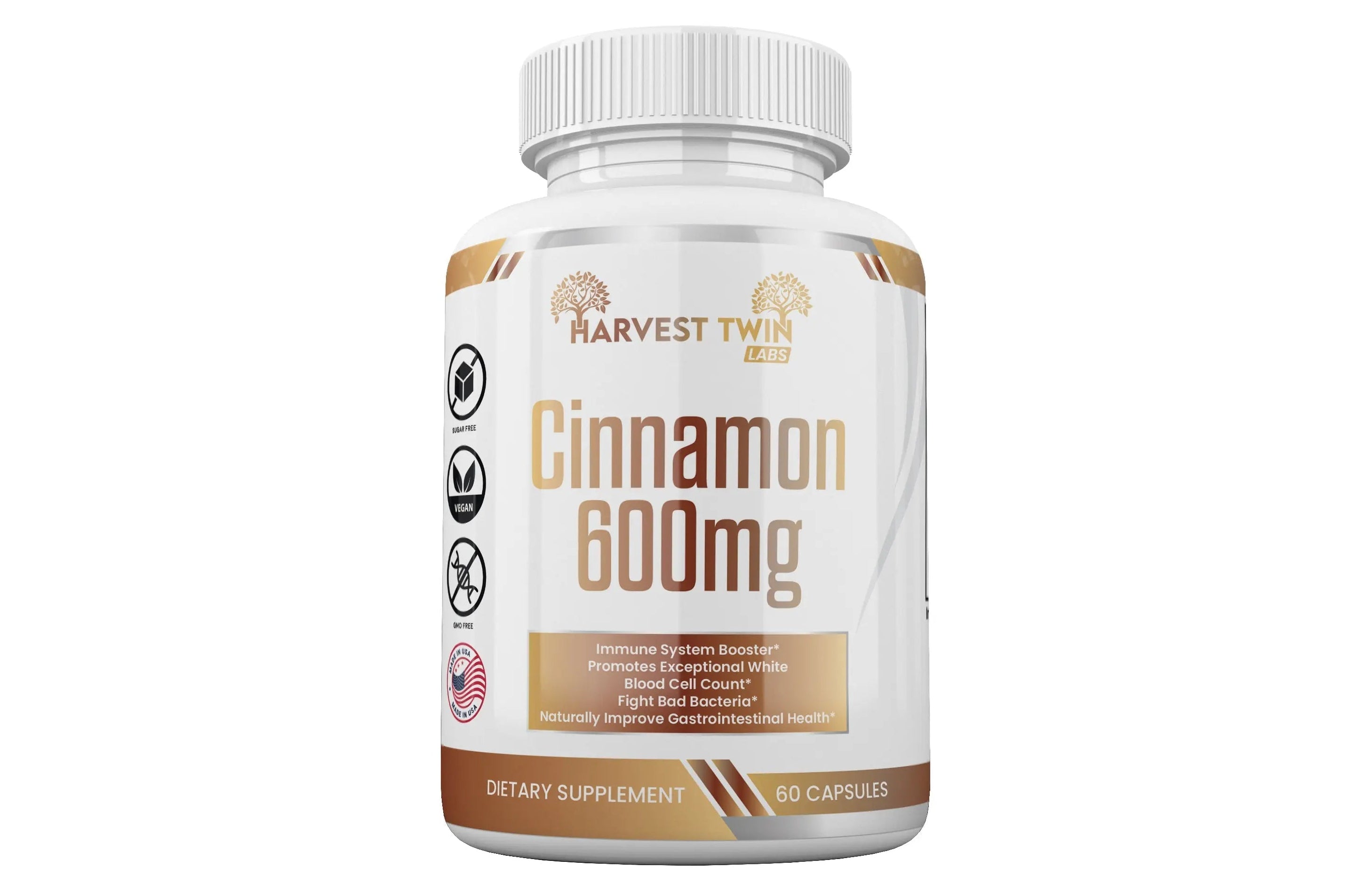 Harvest Twin Labs True Ceylon Cinnamon 600mg | Cinnamomum verum Dietary Supplement | Capsules