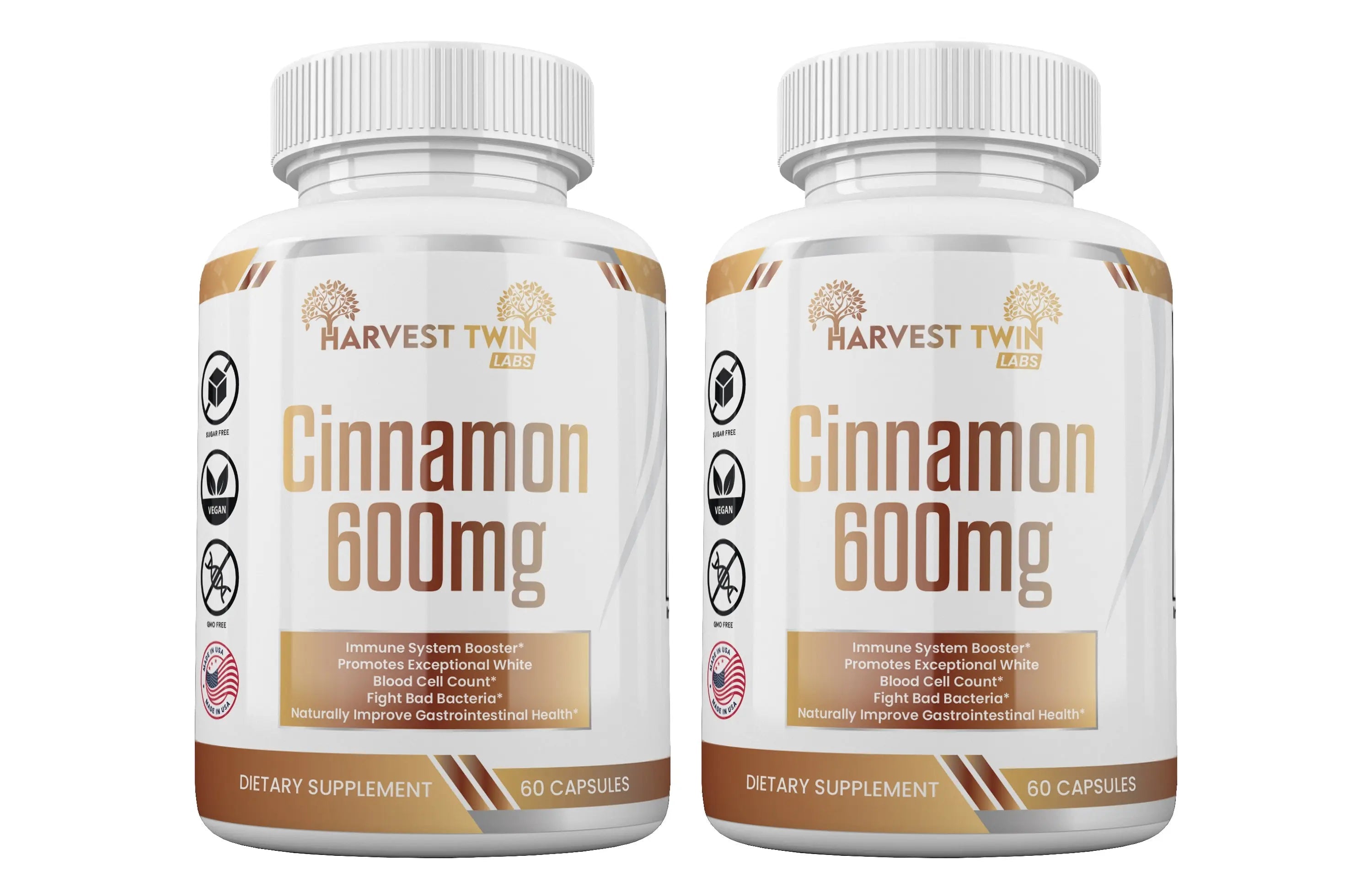 Harvest Twin Labs True Ceylon Cinnamon 600mg | Cinnamomum verum Dietary Supplement | Capsules
