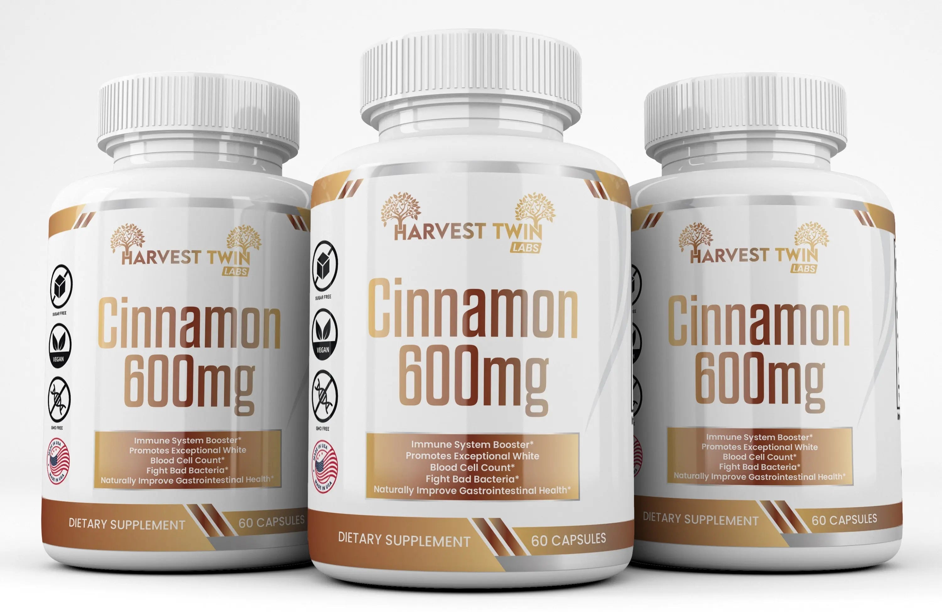 Harvest Twin Labs True Ceylon Cinnamon 600mg | Cinnamomum verum Dietary Supplement | Capsules