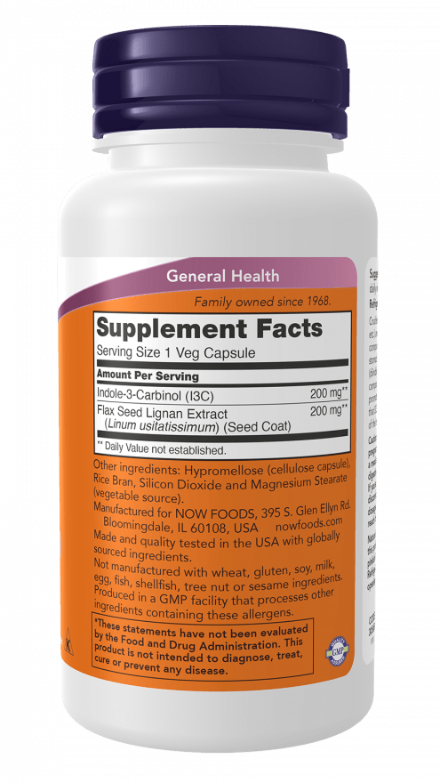 Indole-3-Carbinol (I3C) 200 mg with Flax Seed Lignan Extract – Dietary Supplement Capsules