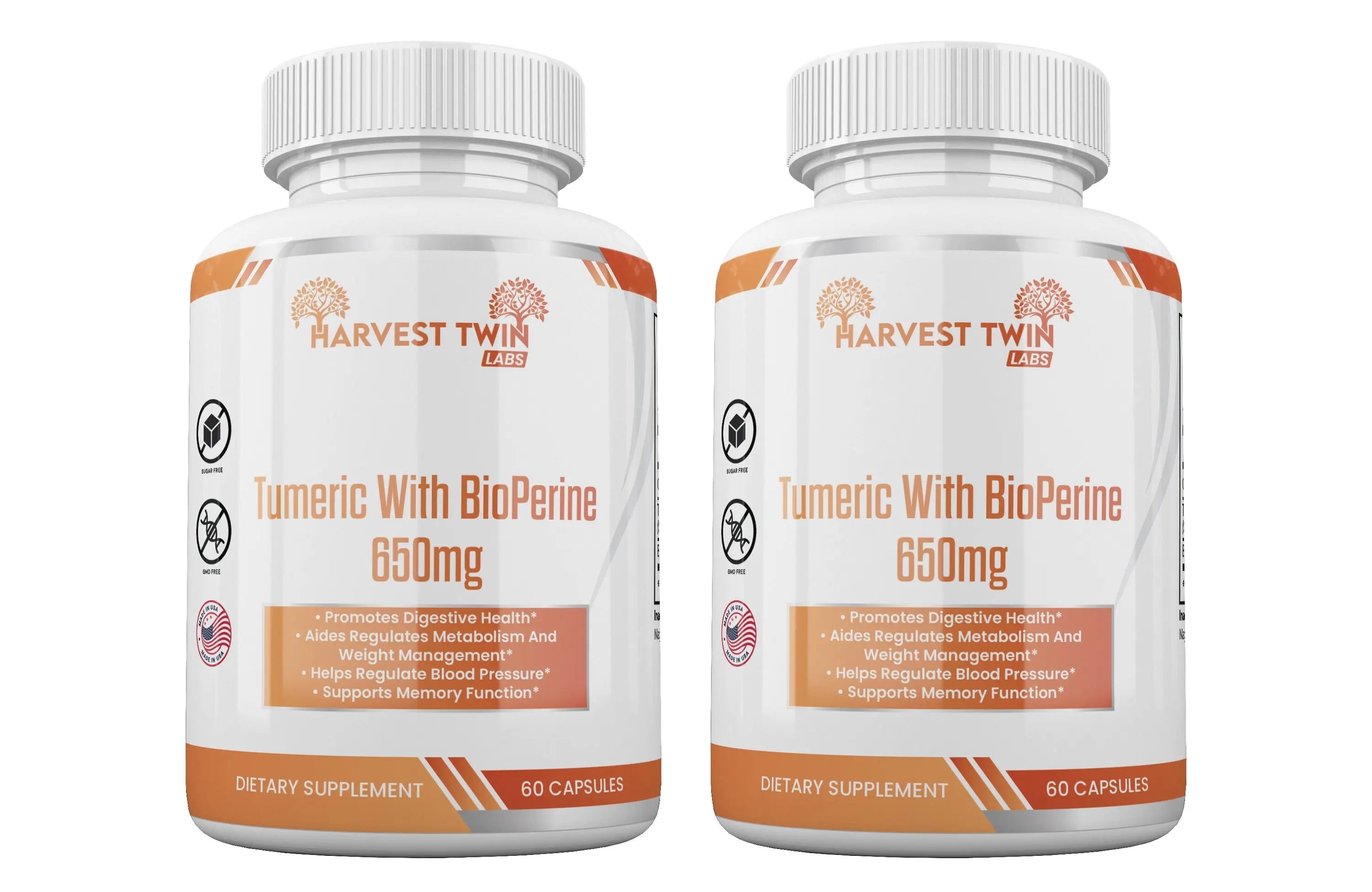 Harvest Twin Labs Turmeric with BioPerine® 650mg – Dietary SupplementSupplement | Capsules