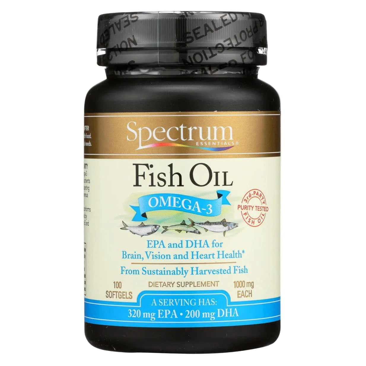 Spectrum Essentials Fish Oil Omega-3 Softgels | Fish Oil Dietary Supplement | 100 Count