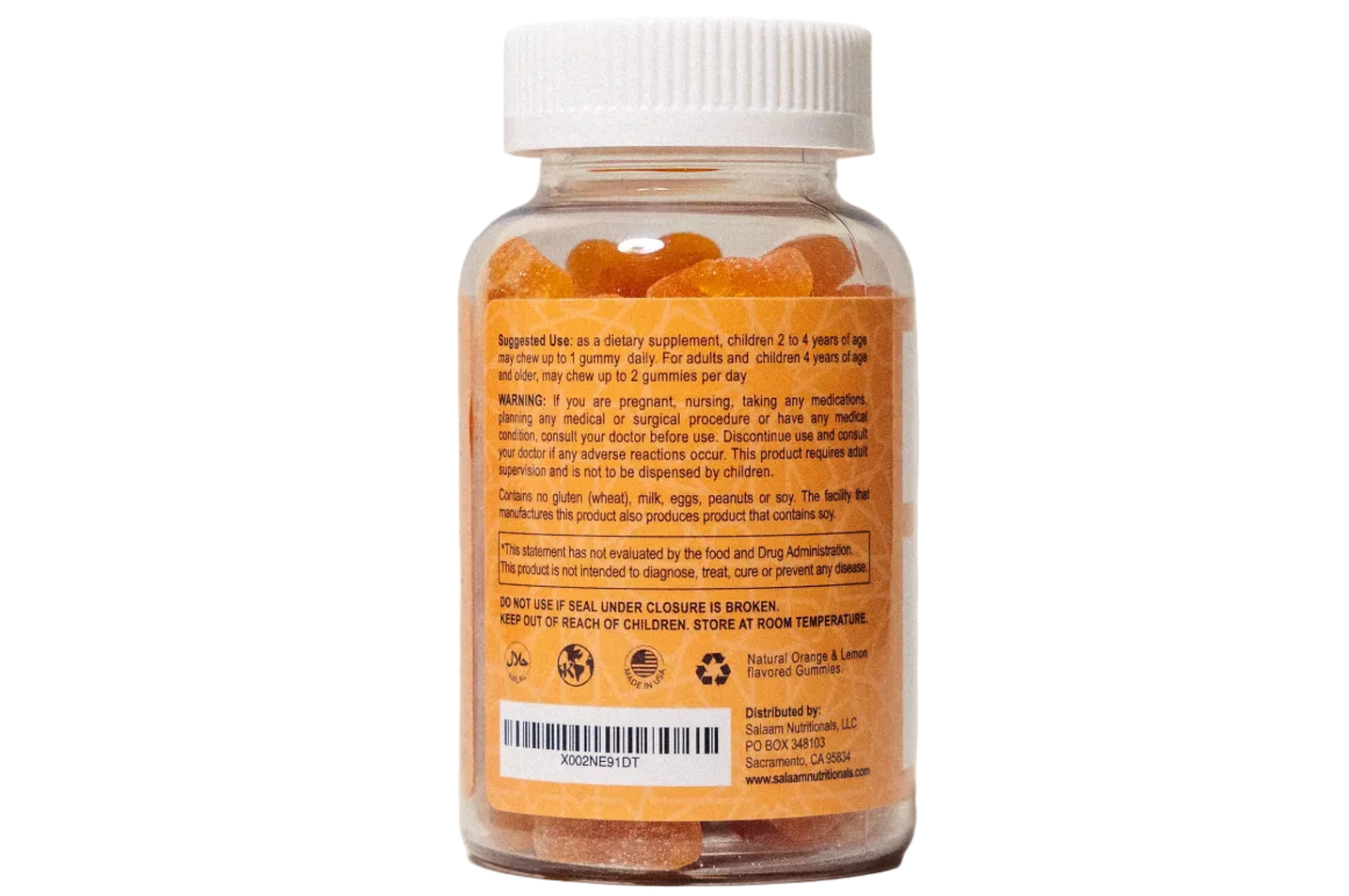 Salaam Nutritionals Halal Vitamin C Gummies – Chewable Vitamin C Dietary Supplement, Vegetarian, Non-GMO, Gluten-Free, 60 Count